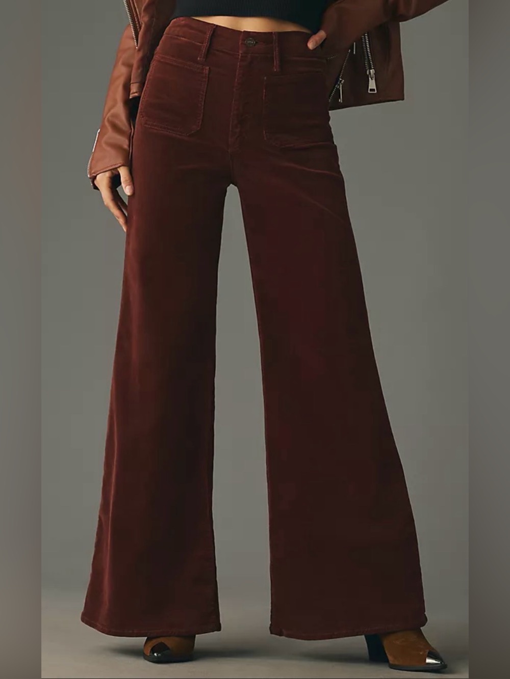 MOTHER Corduroy Pants in Dark Red Burgundy